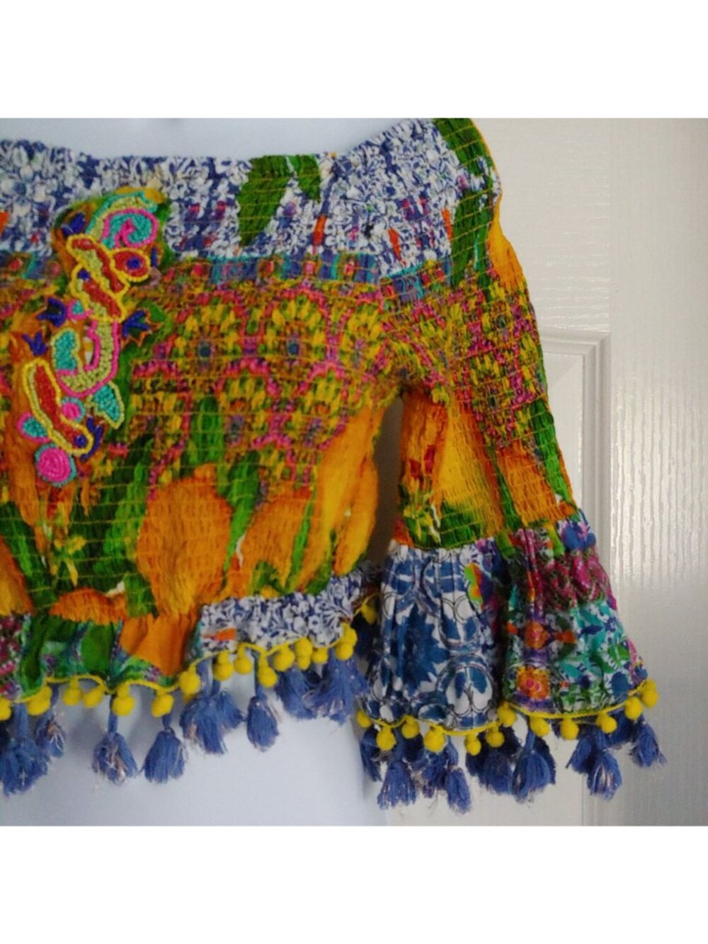 Antica Sartoria Giacomo Cinque Off Shoulder Boho Crop Top Festival Euro Summer - Picture 3 of 10